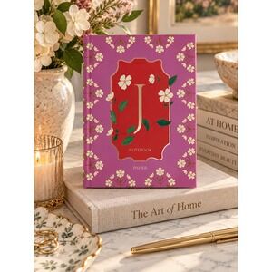 Papier Monogram J Lined Notebook Hardcover Journal Purple Floral 5x7 192 Pages